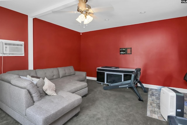 4 Rosepine Dr, Columbia, SC 29223 - carpeted living room with a wall unit AC and ceiling fan