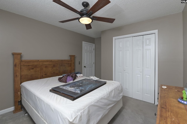 4 Rosepine Dr, Columbia, SC 29223 - carpeted bedroom featuring a closet, a ceiling fan, and a textured ceiling