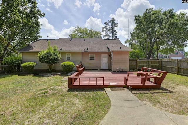 4 Rosepine Dr, Columbia, SC 29223 - back of house with a fenced backyard, a deck, and a shingled roof