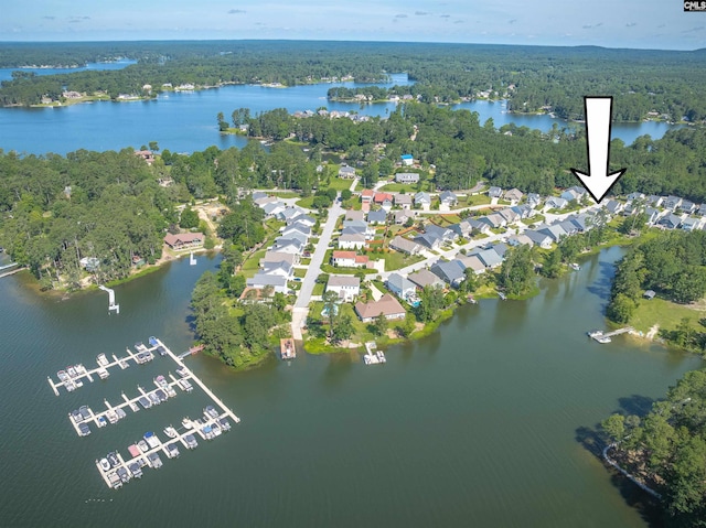 386 Amalfi Dr, Chapin, SC 29036 - aerial overview of property's location featuring a nearby body of water and a heavily wooded area