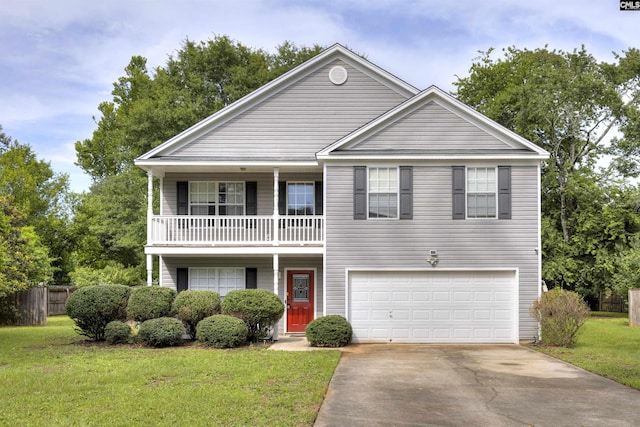 1265 Monterey Dr, Sumter, SC 29150 - traditional home featuring a garage, concrete driveway, and a balcony