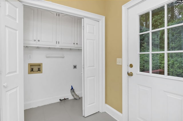 256 Sheringham Rd, Columbia, SC 29212 - laundry area featuring cabinet space, hookup for an electric dryer, plenty of natural light, and washer hookup