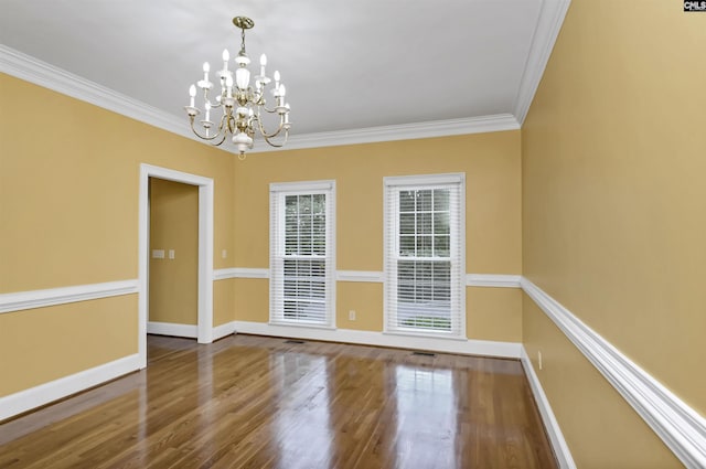 256 Sheringham Rd, Columbia, SC 29212 - unfurnished dining area with a chandelier, ornamental molding, and wood finished floors