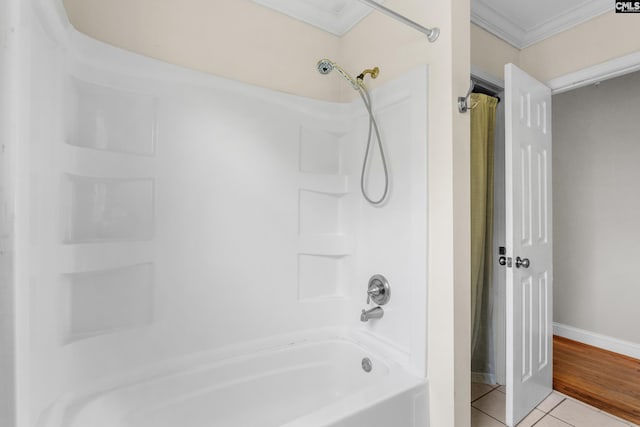 1400 Axtell Dr, Cayce, SC 29033 - full bath with ornamental molding, tub / shower combination, and tile patterned flooring