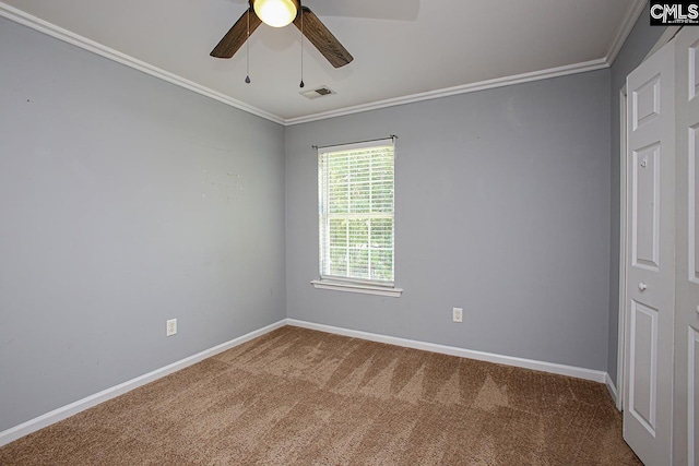 418 Abbeydale Way, Columbia, SC 29229 - spare room featuring carpet flooring, crown molding, and ceiling fan