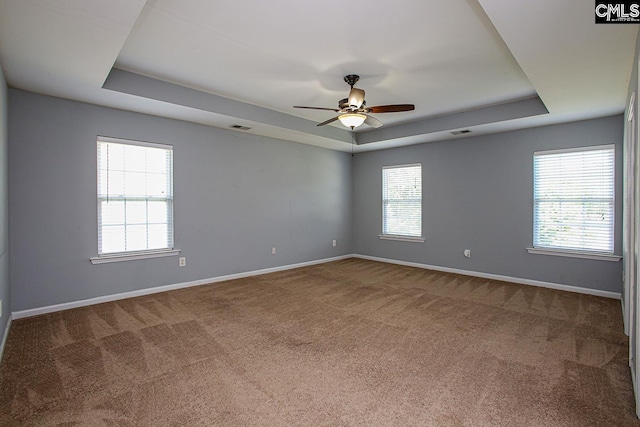 418 Abbeydale Way, Columbia, SC 29229 - empty room featuring a raised ceiling, carpet flooring, and a ceiling fan