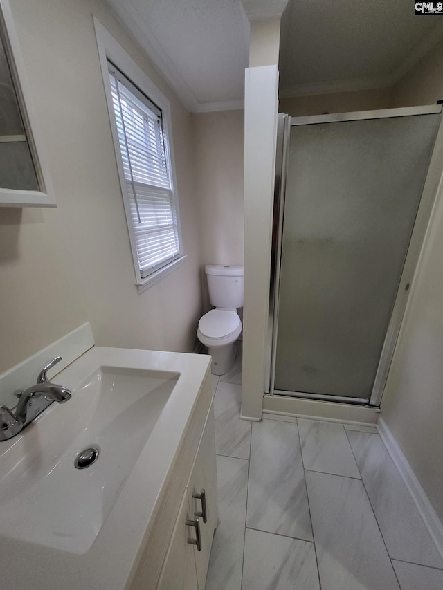 337 Mill St, Batesburg, SC 29006 - full bath featuring vanity, a shower stall, and crown molding