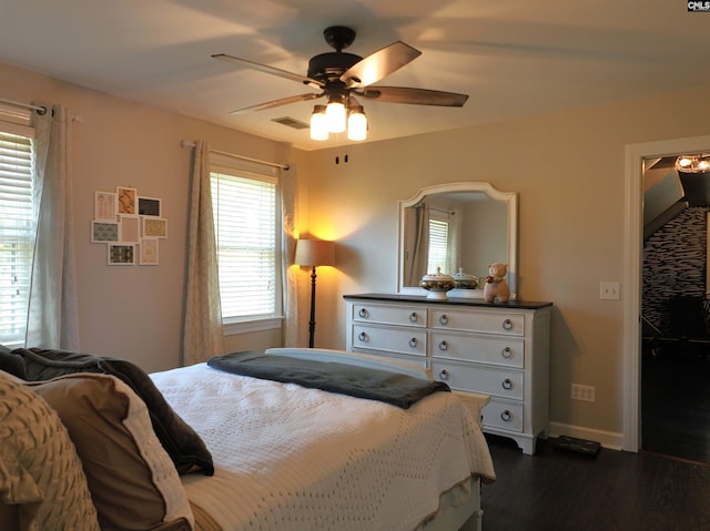 200 Weeping Cherry Ln, Columbia, SC 29212 - bedroom featuring dark wood-type flooring and ceiling fan