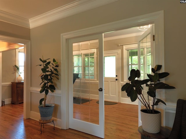 200 Weeping Cherry Ln, Columbia, SC 29212 - entryway with crown molding, wood finished floors, and healthy amount of natural light