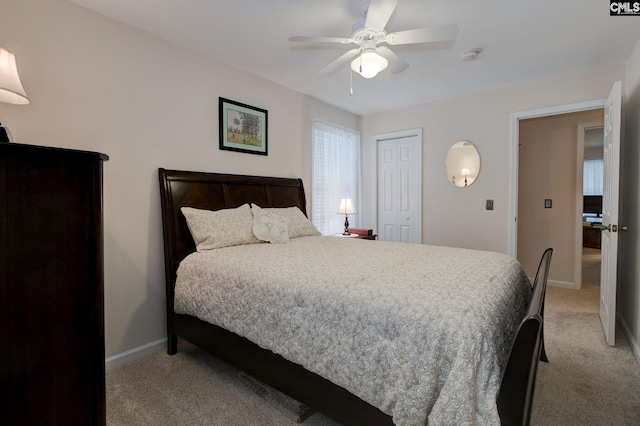 122 Halling Dr, Columbia, SC 29229 - bedroom with light carpet, a closet, and ceiling fan