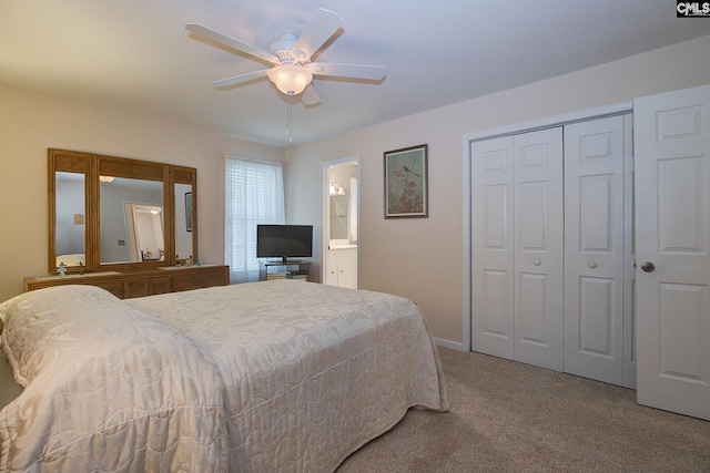 122 Halling Dr, Columbia, SC 29229 - carpeted bedroom featuring a closet, a ceiling fan, and ensuite bath