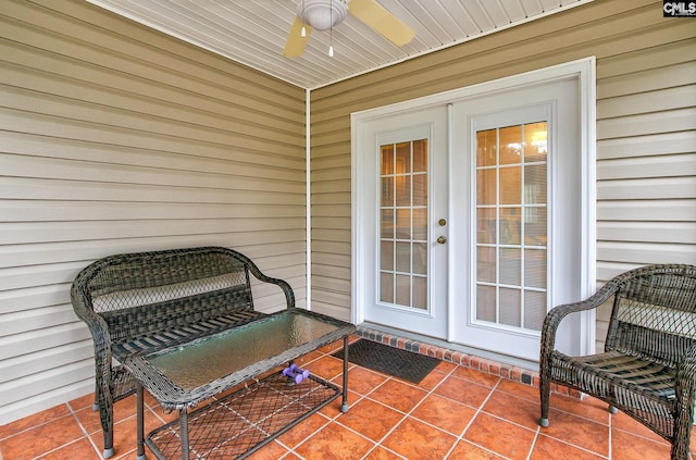 122 Halling Dr, Columbia, SC 29229 - view of exterior entry with a ceiling fan, french doors, and a patio