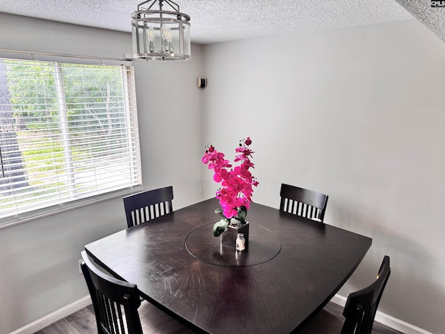 407 N Donar Dr, Columbia, SC 29229 - dining room featuring plenty of natural light, a textured ceiling, wood finished floors, and a chandelier