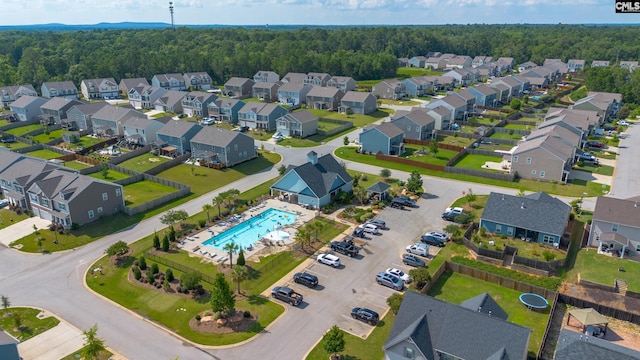 1420 Fair Forest Ln, Chapin, SC 29036 - aerial view of residential area featuring a pool area and a heavily wooded area