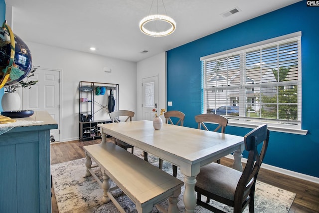 1420 Fair Forest Ln, Chapin, SC 29036 - dining space with wood finished floors, a chandelier, and recessed lighting