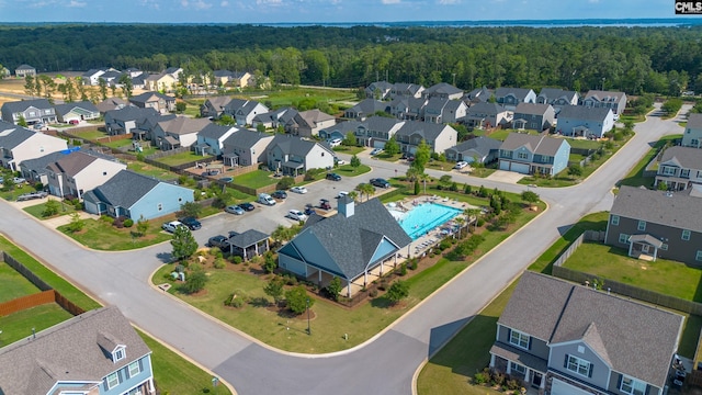 1420 Fair Forest Ln, Chapin, SC 29036 - aerial perspective of suburban area with a heavily wooded area and a pool area