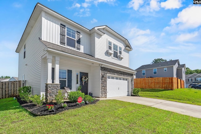 345 Wahoo Cir, Irmo, SC 29063 - view of front of property featuring concrete driveway, a garage, stone siding, and board and batten siding