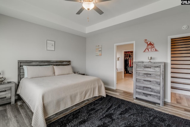 1013 Ashcroft Cir, Columbia, SC 29229 - bedroom featuring wood finished floors, a walk in closet, and ceiling fan
