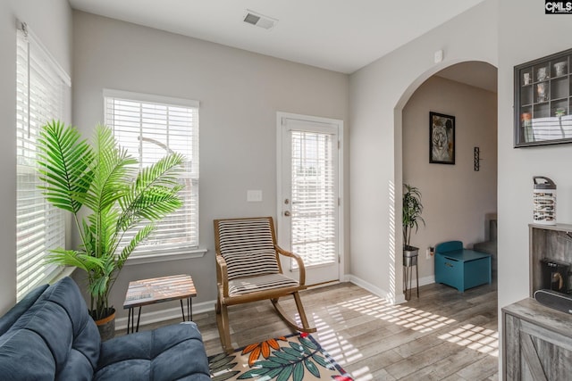 1013 Ashcroft Cir, Columbia, SC 29229 - living area featuring arched walkways and light wood-style floors