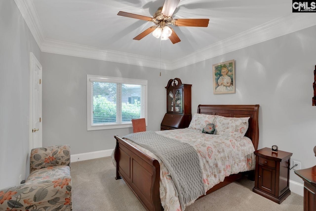 453 Lake Estate Dr, Chapin, SC 29036 - bedroom featuring light carpet, crown molding, and ceiling fan