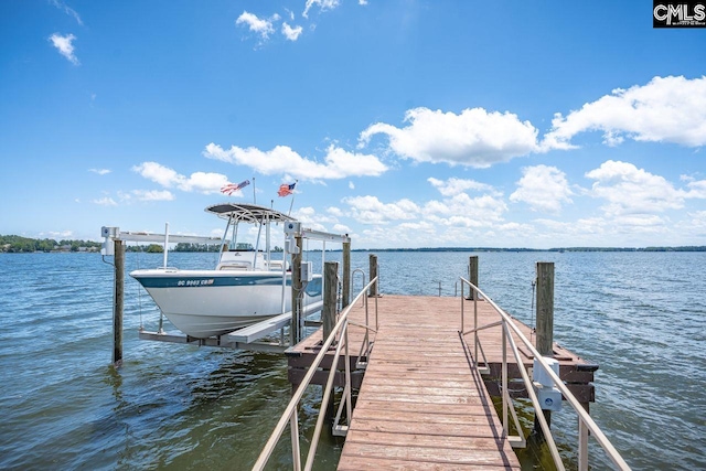453 Lake Estate Dr, Chapin, SC 29036 - dock featuring boat lift and a water view