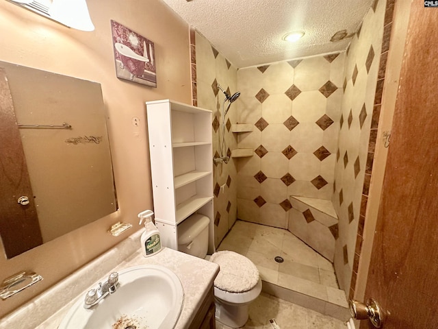 121 Durham Creek Ct, Columbia, SC 29229 - bathroom featuring a stall shower, vanity, and a textured ceiling