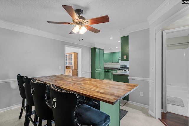 108 Sawgrass Ct, West Columbia, SC 29172 - dining space with ceiling fan, ornamental molding, a textured ceiling, and recessed lighting