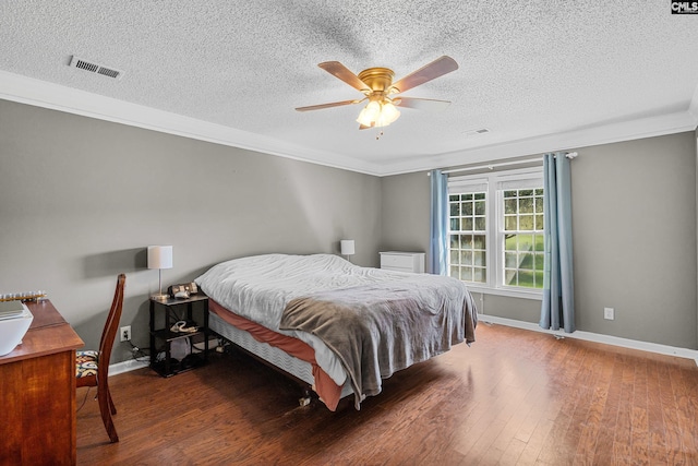 108 Sawgrass Ct, West Columbia, SC 29172 - bedroom with wood finished floors, a textured ceiling, ornamental molding, and a ceiling fan