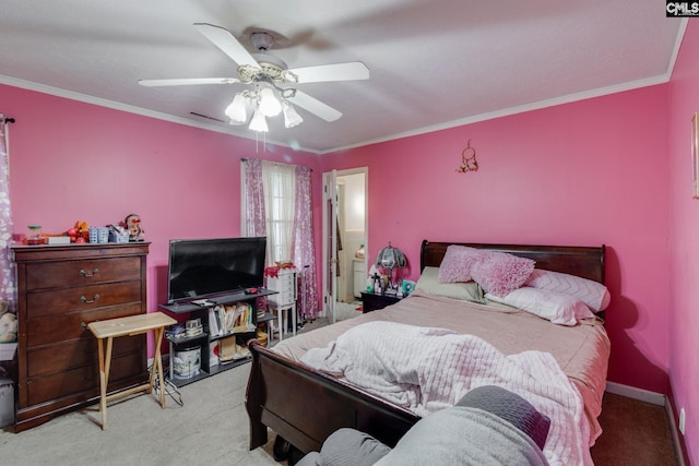 2161 Tanglewood Rd, Sumter, SC 29154 - carpeted bedroom with ceiling fan and ornamental molding