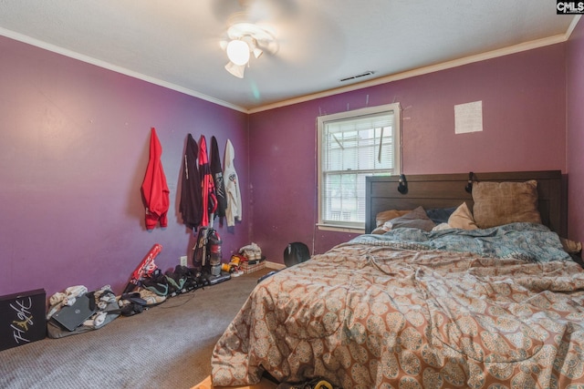 2161 Tanglewood Rd, Sumter, SC 29154 - carpeted bedroom with ornamental molding and ceiling fan