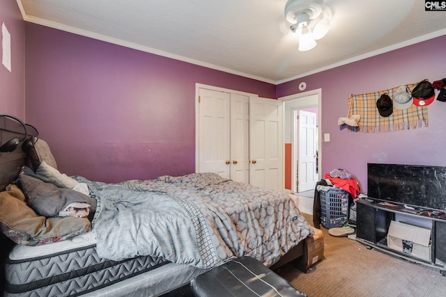 2161 Tanglewood Rd, Sumter, SC 29154 - carpeted bedroom featuring ornamental molding and a closet