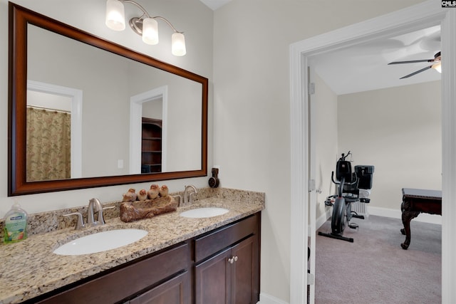 769 Broad Leaf Rd, Elgin, SC 29045 - full bath with double vanity and ceiling fan