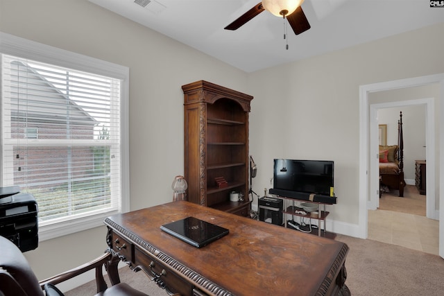 769 Broad Leaf Rd, Elgin, SC 29045 - carpeted office with a ceiling fan and baseboards