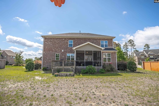 769 Broad Leaf Rd, Elgin, SC 29045 - rear view of house with a sunroom and brick siding