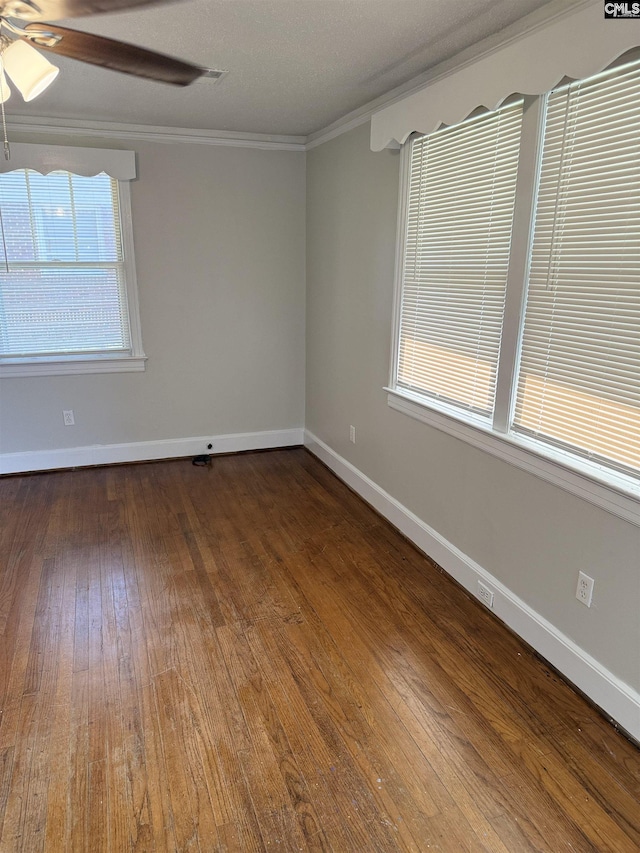 113 Brookland Cir, Columbia, SC 29204 - unfurnished room with a ceiling fan, wood finished floors, crown molding, and plenty of natural light