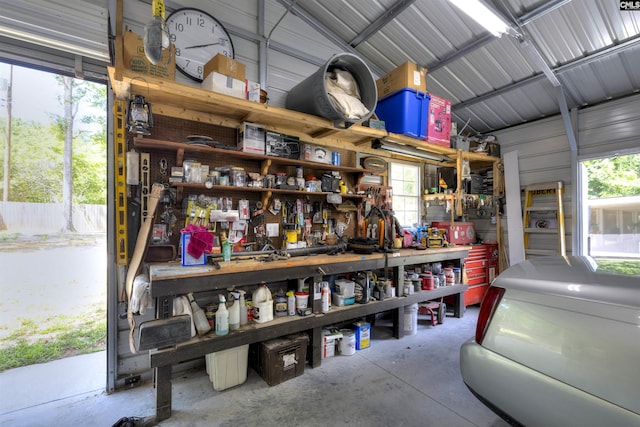 1220 Barnwell Dr, Sumter, SC 29154 - garage featuring a workshop area