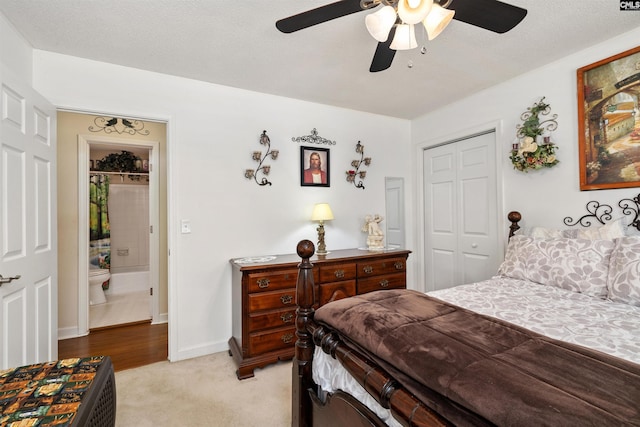 1220 Barnwell Dr, Sumter, SC 29154 - bedroom featuring light carpet, a closet, and ceiling fan
