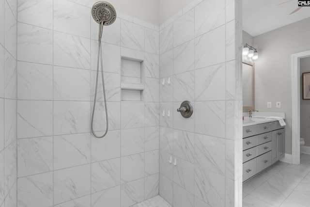 143 Club Ridge Rd, Elgin, SC 29045 - full bath with vanity, tiled shower, and marble look tile flooring
