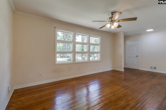 1748 Omarest Dr, Columbia, SC 29210 - spare room featuring wood finished floors, ceiling fan, and ornamental molding