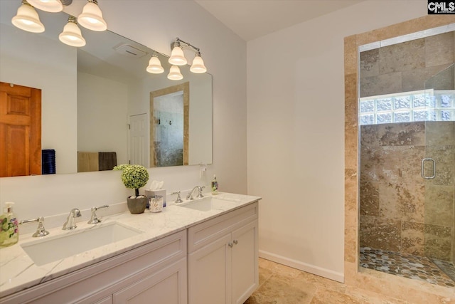 518 Pioneer Shores Rd, Prosperity, SC 29127 - full bathroom with a stall shower and double vanity