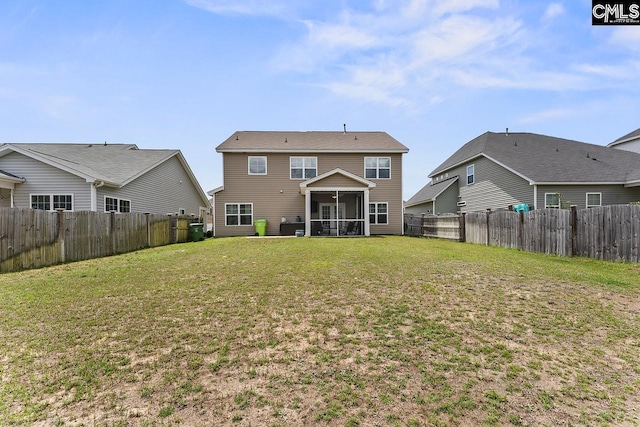 823 Queenshire Ln, Elgin, SC 29045 - back of house featuring a sunroom and a fenced backyard