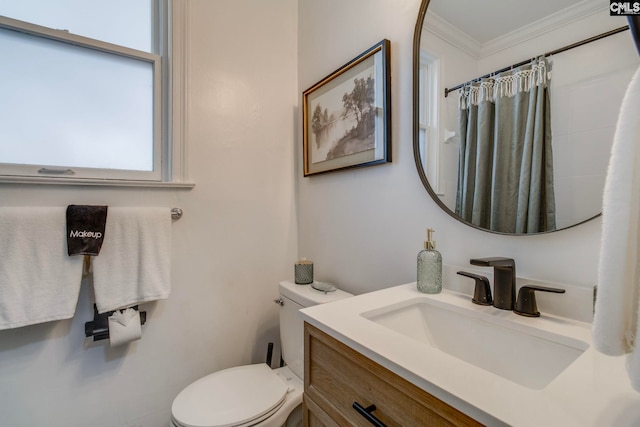 335-337 S Woodrow St, Columbia, SC 29205 - bathroom featuring ornamental molding, vanity, and curtained shower