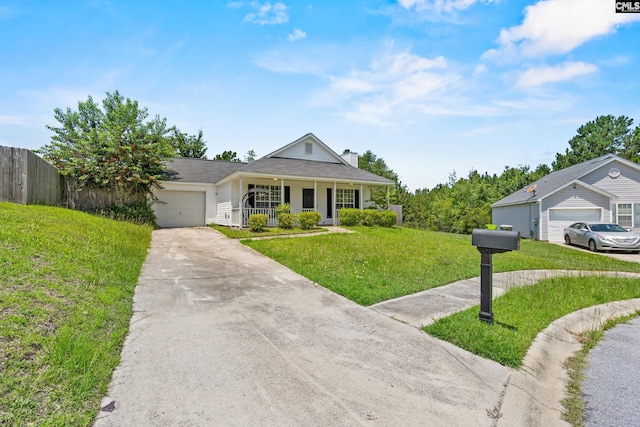 3 Fonthill Ct, Columbia, SC 29229 - ranch-style home featuring an attached garage, a chimney, driveway, and covered porch