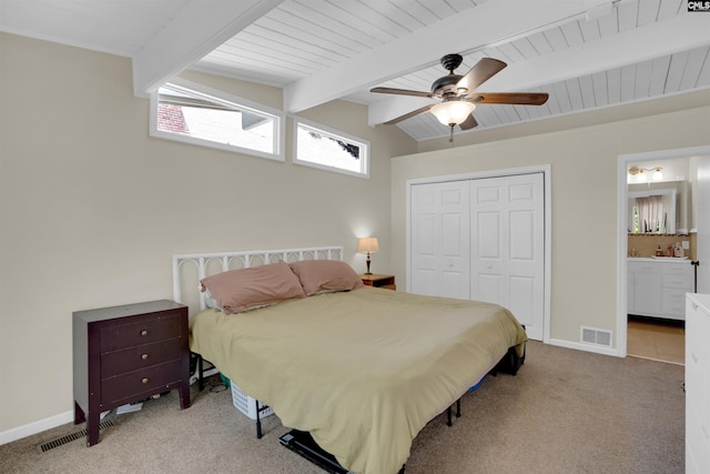 711 Sunset Dr, Columbia, SC 29203 - carpeted bedroom with a closet, a ceiling fan, and connected bathroom