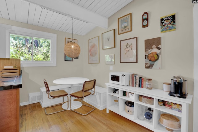 711 Sunset Dr, Columbia, SC 29203 - dining space with hardwood / wood-style flooring and a wood ceiling with exposed beams