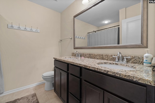 6 Genessee Ct, Irmo, SC 29063 - bathroom featuring double vanity, tile patterned floors, and a shower with curtain