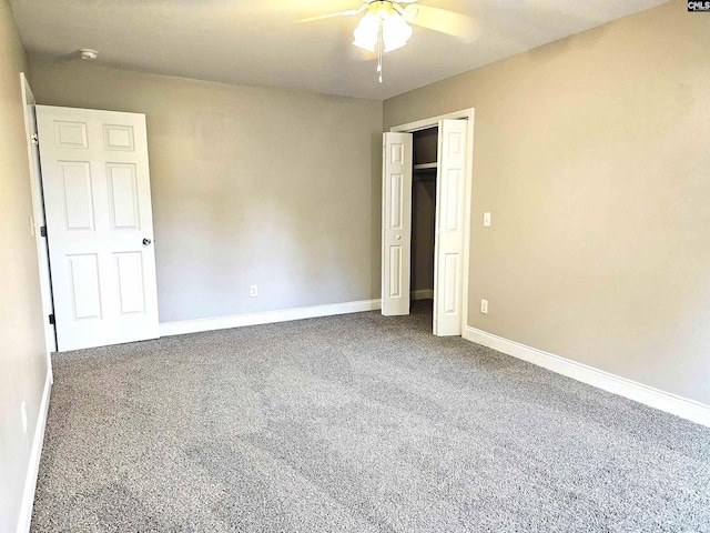 904 Sunnyhill Dr, Camden, SC 29020 - unfurnished bedroom with carpet floors, a closet, and ceiling fan
