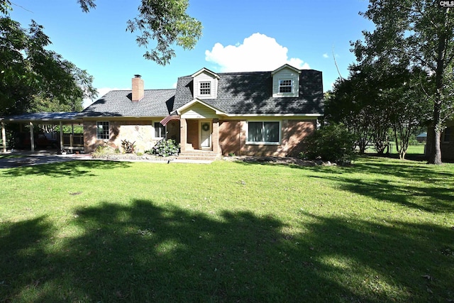 214 Mac St, Leesville, SC 29070 - cape cod home featuring a chimney, a front lawn, and roof with shingles