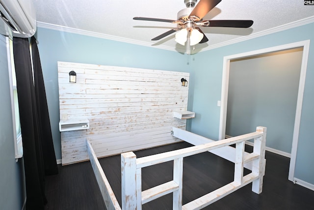 214 Mac St, Leesville, SC 29070 - unfurnished bedroom featuring ornamental molding, dark wood finished floors, and ceiling fan