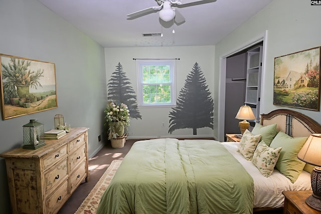 214 Mac St, Leesville, SC 29070 - bedroom with dark colored carpet and ceiling fan
